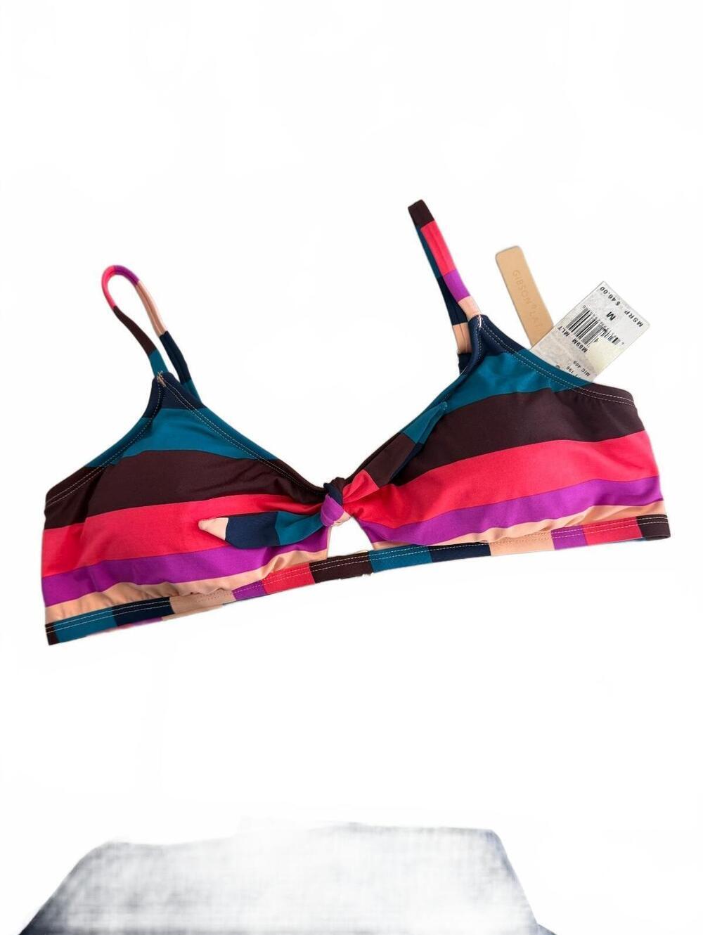 Gibson Latimer Women's Striped Multi-Color Bikini Swim Top Medium